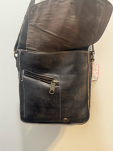Load image into Gallery viewer, Bed Stu Grey Leather Distressed Size Medium brass accents Purse

