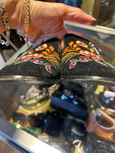 Load image into Gallery viewer, Johnny Was Black Suede W/embroidery Flats, Leather lined, Size 7.5
