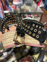 Load image into Gallery viewer, Caverley Beige &amp; Black Espadrille W/ Eyelets sandal, Size 37
