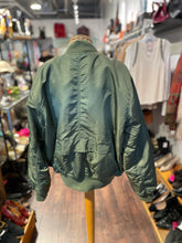 Load image into Gallery viewer, Smoke Rise Green Nylon Military Bomber Puffer Jacket, Size L
