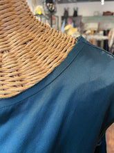 Load image into Gallery viewer, Nili Lotan Teal Silk raw cut midi Sleeveless Dress, Size M gently worn
