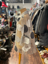 Load image into Gallery viewer, Moonlight gray &amp; black sheer Circles Flowy Top, Size S
