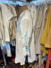 Load image into Gallery viewer, Biya White and blue Cotton embroidered button down longsleeve Top, Size S
