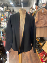Load image into Gallery viewer, Shanghai Tang Black Blend embroidery blue lining open Blazer, Size M/L
