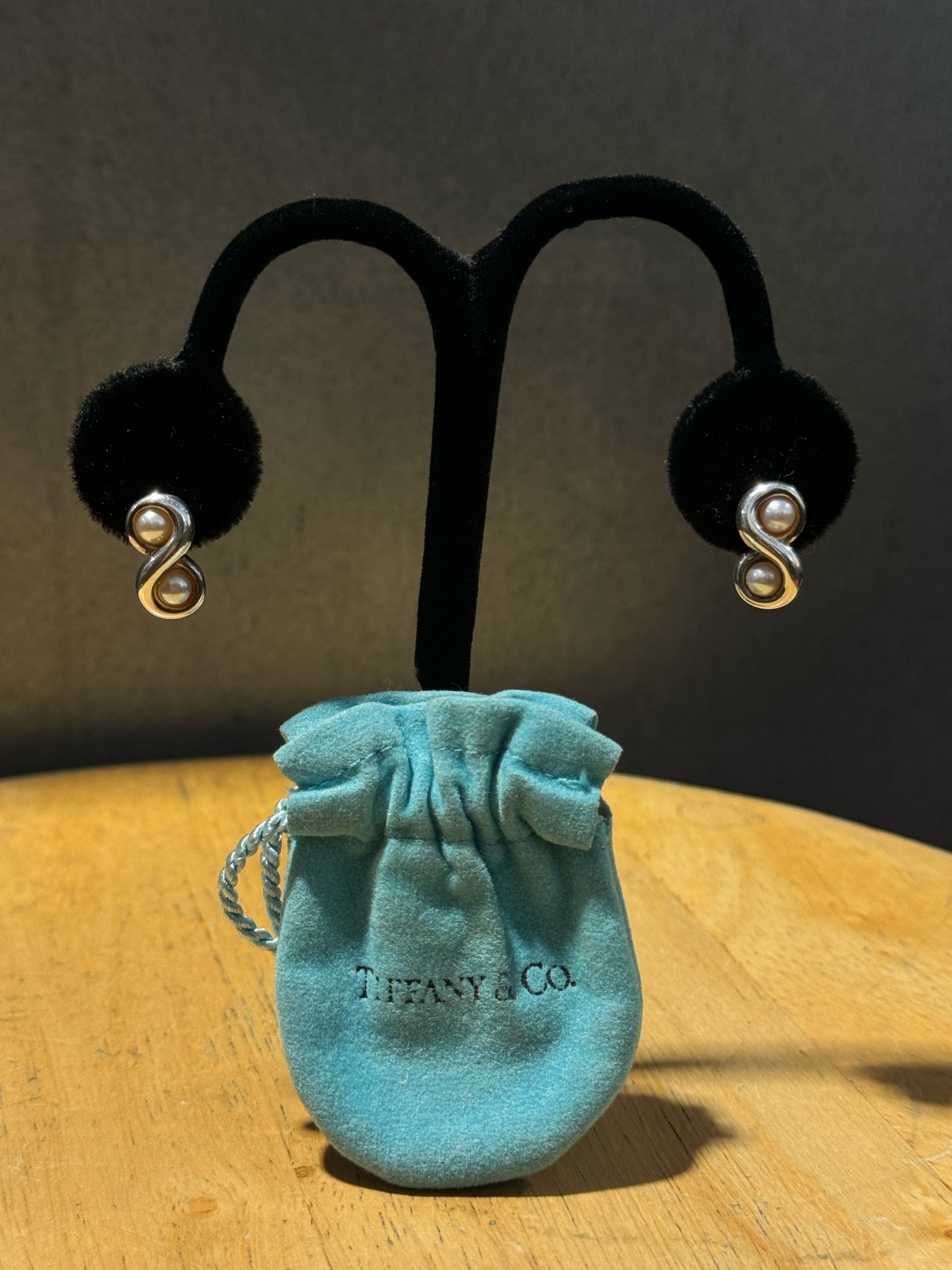 Tiffany & Co Sterling Silver Pearl Earrings, w/duster