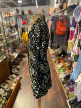 Load image into Gallery viewer, Johnny Was Black &amp; Green embroidered longline Gently Worn Coat, Size XS
