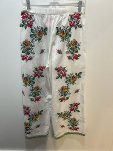Lot by Orsina white & multi Needlepoint Elastic Waist Pant, Size M