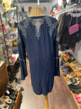 Load image into Gallery viewer, Biya Johnny Was Blue Rayon Floral Longsleeve embroidered Top, Size M
