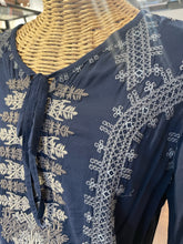 Load image into Gallery viewer, Biya Johnny Was Blue Rayon Floral Longsleeve embroidered Top, Size M

