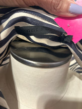 Load image into Gallery viewer, jenni kayne navy and white Viscose striped Longsleeve Button Up Top, Size L
