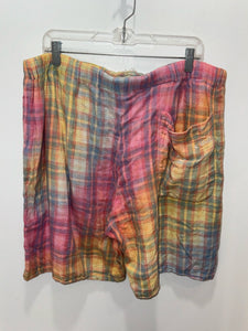 LOEWE pink, yellow, blue Cotton Checkered Drawstring Shorts