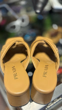 Load image into Gallery viewer, Prada Camel Leather Size 39.5 Open Toe heel Shoe
