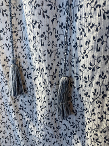 Ulla Johnson white & blue Cotton Floral Longsleeve Top, Size 4