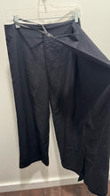Load image into Gallery viewer, Cop Copine Black Poly wide leg asymmetrical  layering strap accent Pant, Size 36
