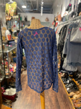 Load image into Gallery viewer, Krista Larson Blue Nylon Circles mesh longsleeve Top, Size One Size
