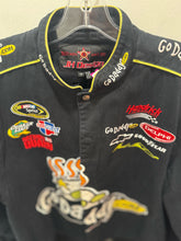 Load image into Gallery viewer, Jeff Hamilton black multi Cotton Patchwork racing Jacket, Size M
