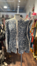 Load image into Gallery viewer, Ulla Johnson Blue &amp; White Cotton abstract print Longsleeve Neck Tie Top
