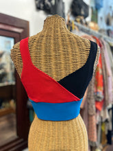 Load image into Gallery viewer, STAUD black, red, blue Viscose &amp; Nylon cut outs Cropped Top
