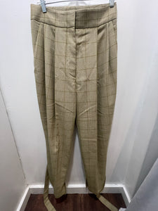petar petrov Green Virgin Wool Check Wide Leg trouser Pant