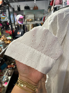 Nili Lotan White Cotton eyelet billowy Top, Size S