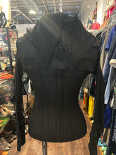 Load image into Gallery viewer, Issey Miyake Black Polyester pleated Longsleeve open neck Top, Size 3=L
