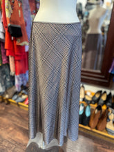 Load image into Gallery viewer, VINCE Black &amp; Brown Satin Plaid slip Skirt

