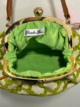 Load image into Gallery viewer, Glenda Gies Green &amp; Beige Textile w/leather accent Purse
