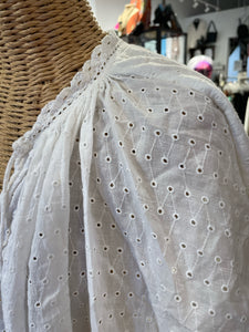 Nili Lotan White Cotton eyelet billowy Top, Size S