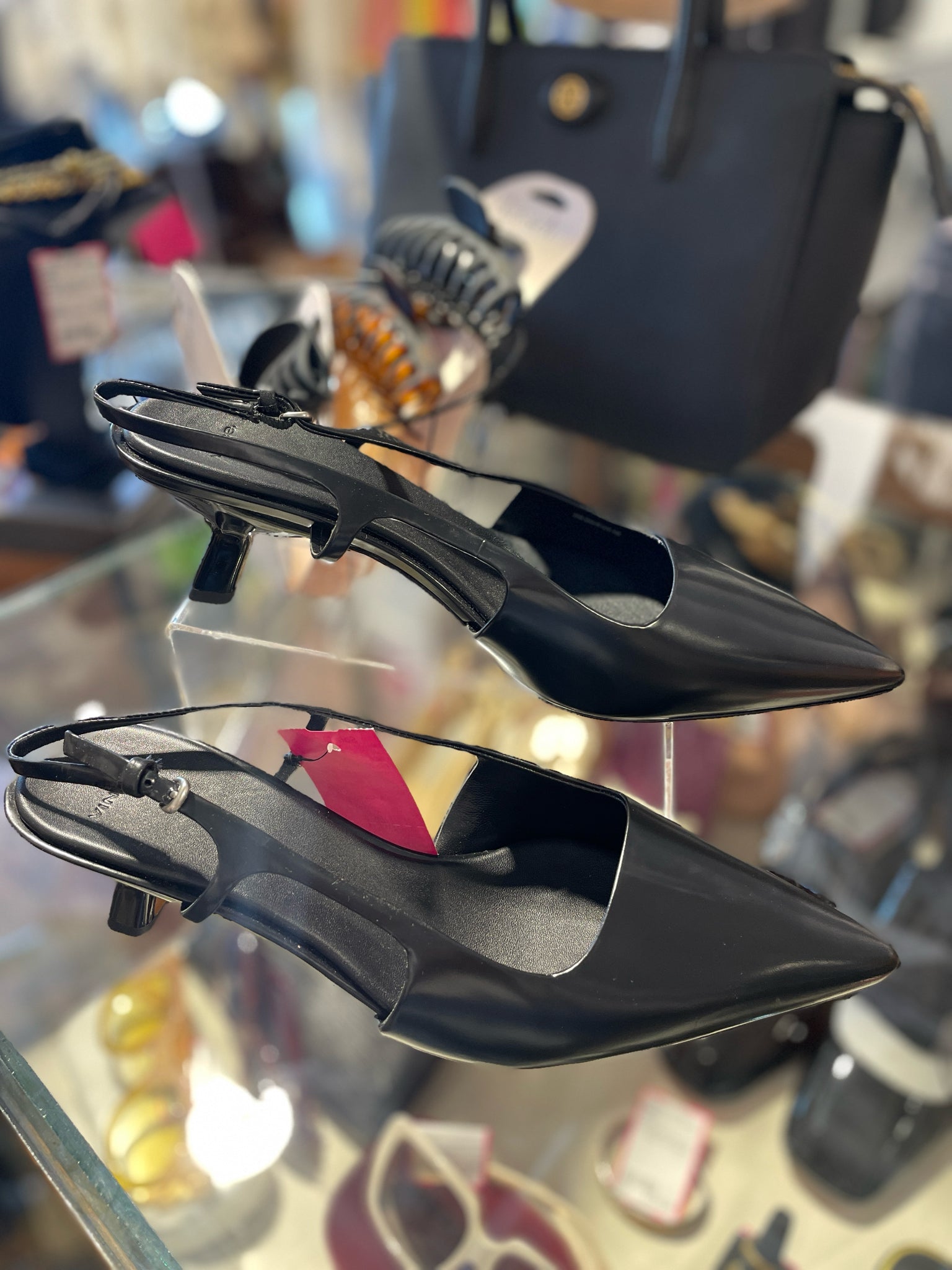 VINCE Black Leather Kitten heel, Gently Worn Size 9