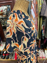 Load image into Gallery viewer, Apiece Apart Navy and orange Silk Floral shortsleeve Dress
