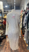 Load image into Gallery viewer, MJ Watson Beige &amp; tan cotton &amp; steel water color Long sleeve Tie Detail Dress
