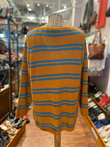 Gundrun Sjoden Orange & Blue Cotton Stripe Knit Sweater, Size S