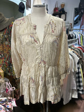 Load image into Gallery viewer, Vintage Johnny Was Champagne Silk Floral Longsleeve Buttons Top, Size L

