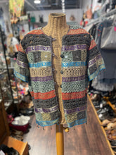 Load image into Gallery viewer, Sandy Starkman purple, blue, red rayon &amp; cotton Crotchet Layering Top, Size XL
