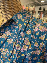 Load image into Gallery viewer, Hazel Brown teal &amp; pink Silk Floral Top CURRENT, Size L
