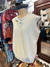 Load image into Gallery viewer, Frances Valentine Gold Wool Blend glitter Bow Tie knit Top, Size XL
