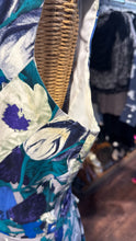 Load image into Gallery viewer, Samantha Sung purple &amp; teal Cotton Blend Floral Belted Sleeveless Dress, Gently Worn, Size 12
