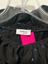 Load image into Gallery viewer, AKRIS black &amp; blue Viscose metallic dot Longsleeve sheer Top, Size 14
