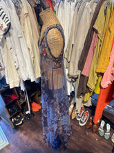Load image into Gallery viewer, Johnny Was Blue Nylon Floral sheer maxi Dress &amp; embroidery detail, Size M
