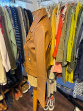 Load image into Gallery viewer, Paige almond Leather motorcycle style Metal Hardware Jacket, Size Small
