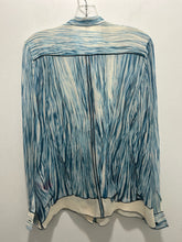 Load image into Gallery viewer, Proenza Schouler Blue &amp; Cream Silk sheer blouse Top, Size 6
