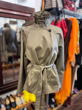 Load image into Gallery viewer, EAVES Khaki cotton &amp; poly belted thick scarf included Jacket, Size S NWT
