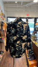 Load image into Gallery viewer, Johnny Was black &amp; blue Rayon Blend velvety quilt style Jacket
