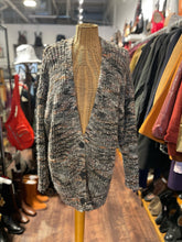 Load image into Gallery viewer, FRAME Gray &amp; multi Wool Blend knit Longsleeve cardigan Sweater, Size S

