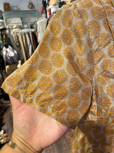 Hazel Brown Gold & Yellow Silk Floral Top CURRENT, Size M