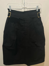 Load image into Gallery viewer, CHLOE Black Cotton buckle detail Knee Skirt
