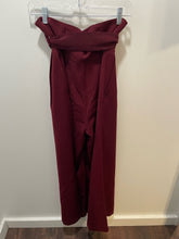 Load image into Gallery viewer, Julie Allert Burgundy Polyester Pleat High Waist belt detail Pant, Size S
