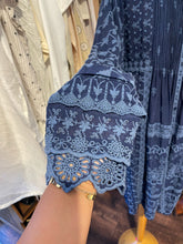 Load image into Gallery viewer, Johnny Was Navy Cupra Blend Floral Button up longsleeve Dress, Size L

