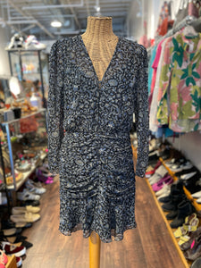 Veronica Beard Black Silk Floral ruched Dress, Size 4