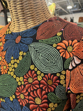 Load image into Gallery viewer, FARM Rio orange &amp; blue Blend Floral fitted 3/4 sleeve Dress, Size S
